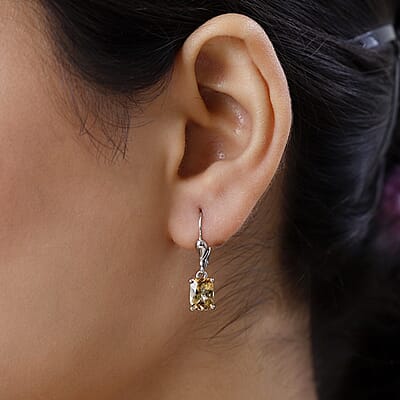 Golden Scapolite Lever Back Earrings in Platinum Over Sterling Silver 2.40 ctw