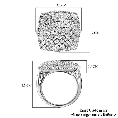 White Diamond 1.00 ctw Ring in Platinum Over Sterling Silver (Size 9.0)