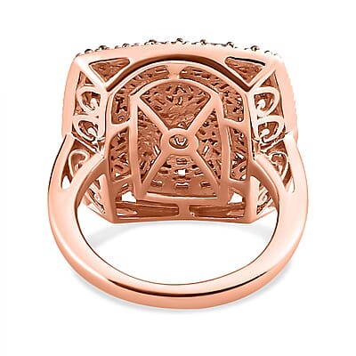 Natural Champagne Diamond 1.00 ctw Ring in 18K Vermeil Rose Gold Over Sterling Silver (Size 8.0)