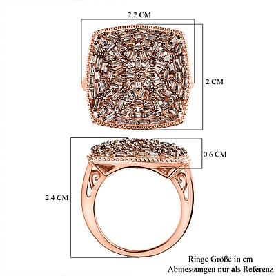 Natural Champagne Diamond 1.00 ctw Ring in 18K Vermeil Rose Gold Over Sterling Silver (Size 8.0)