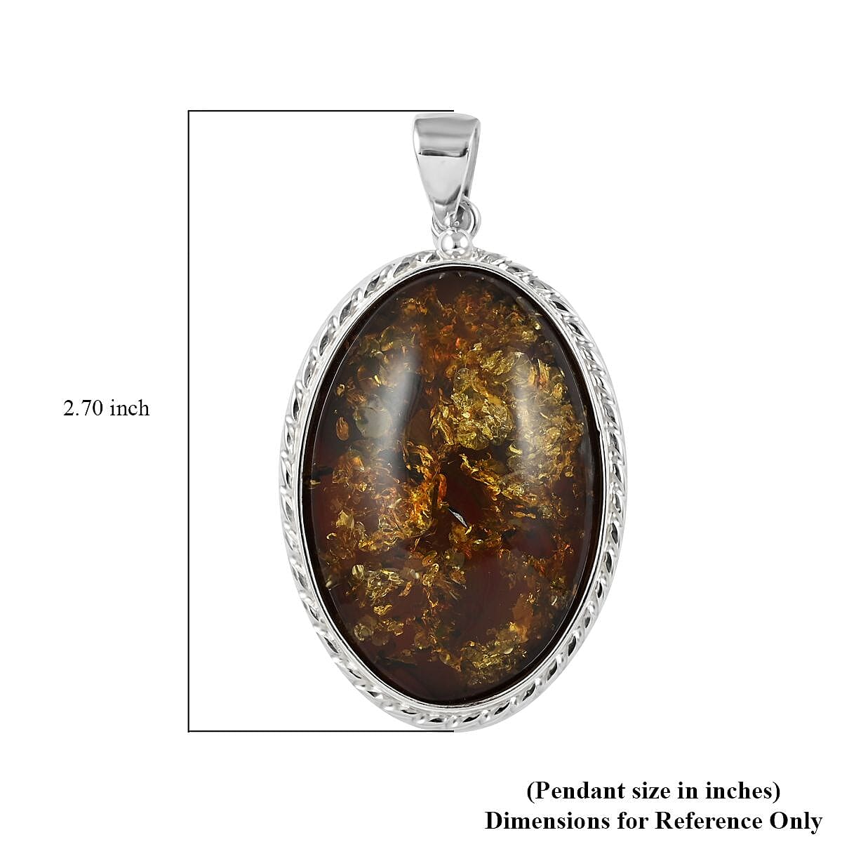 Baltic Amber Oval Framed Pendant in Sterling Silver image number 3