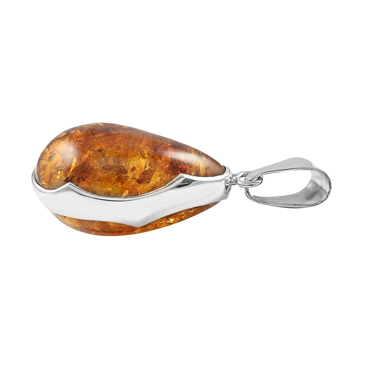 Baltic Amber Fossilized Pendant in Sterling Silver