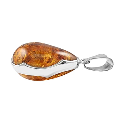 Baltic Amber Fossilized Pendant in Sterling Silver