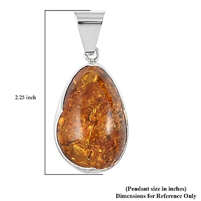 Baltic Amber Fossilized Pendant in Sterling Silver