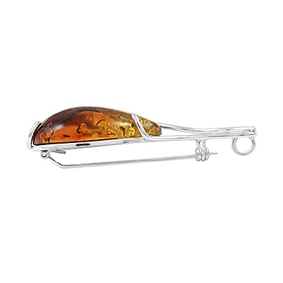 Baltic Amber Convertible Pendant to Brooch in Sterling Silver