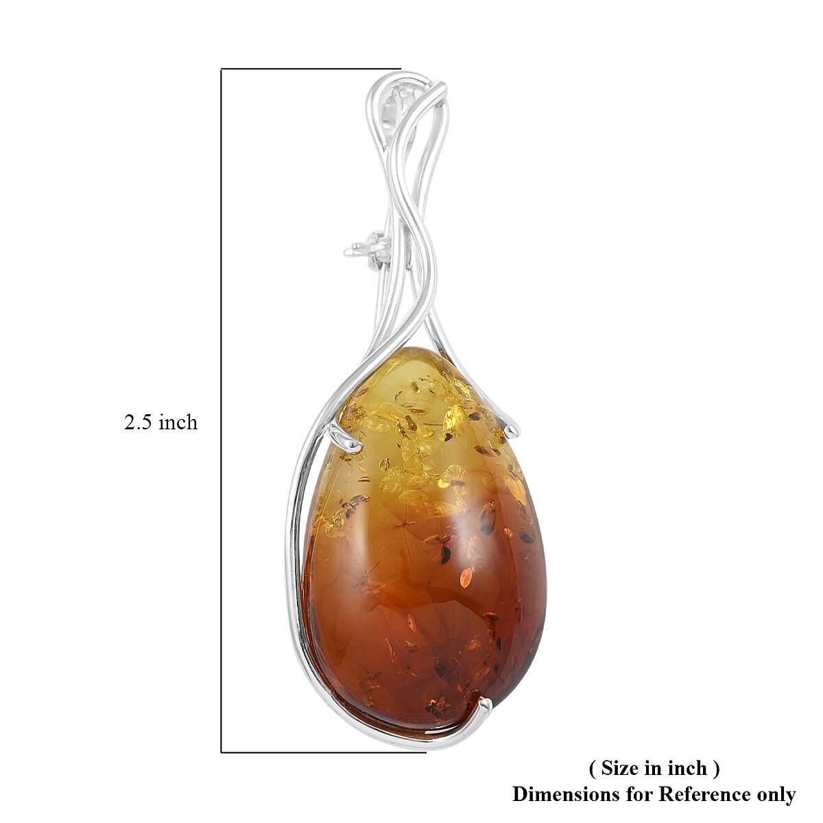 Baltic Amber Convertible Pendant to Brooch in Sterling Silver
