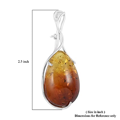 Baltic Amber Convertible Pendant to Brooch in Sterling Silver