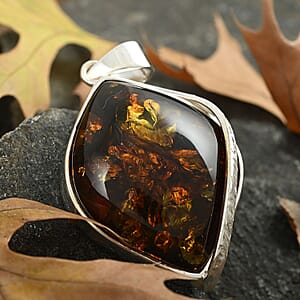 Baltic Amber Pendant in Sterling Silver