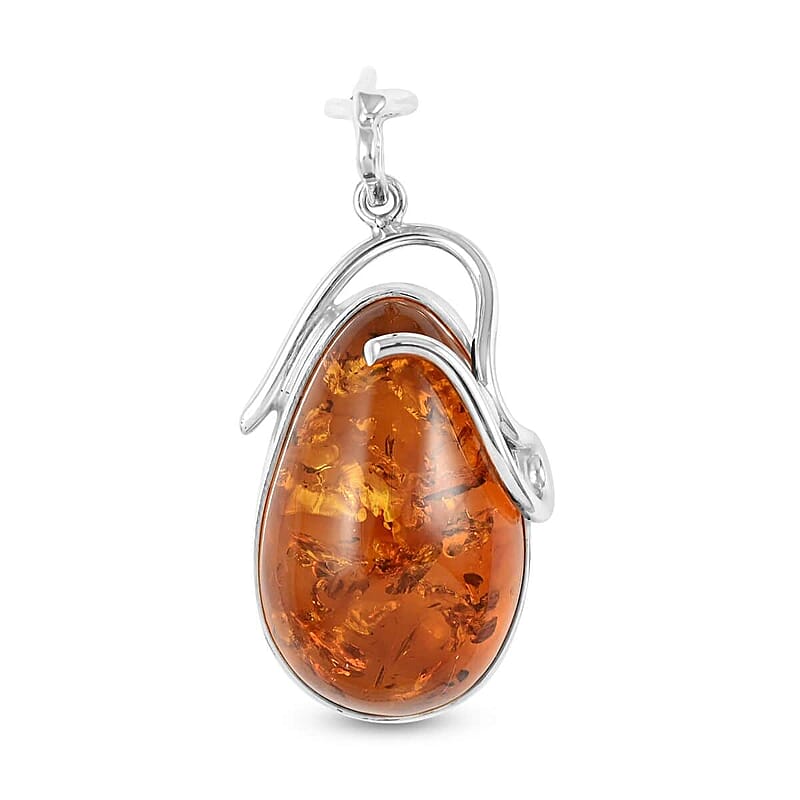 Timeless Baltic Amber Pendant in Sterling Silver