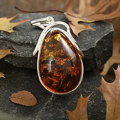 Timeless Baltic Amber Pendant in Sterling Silver