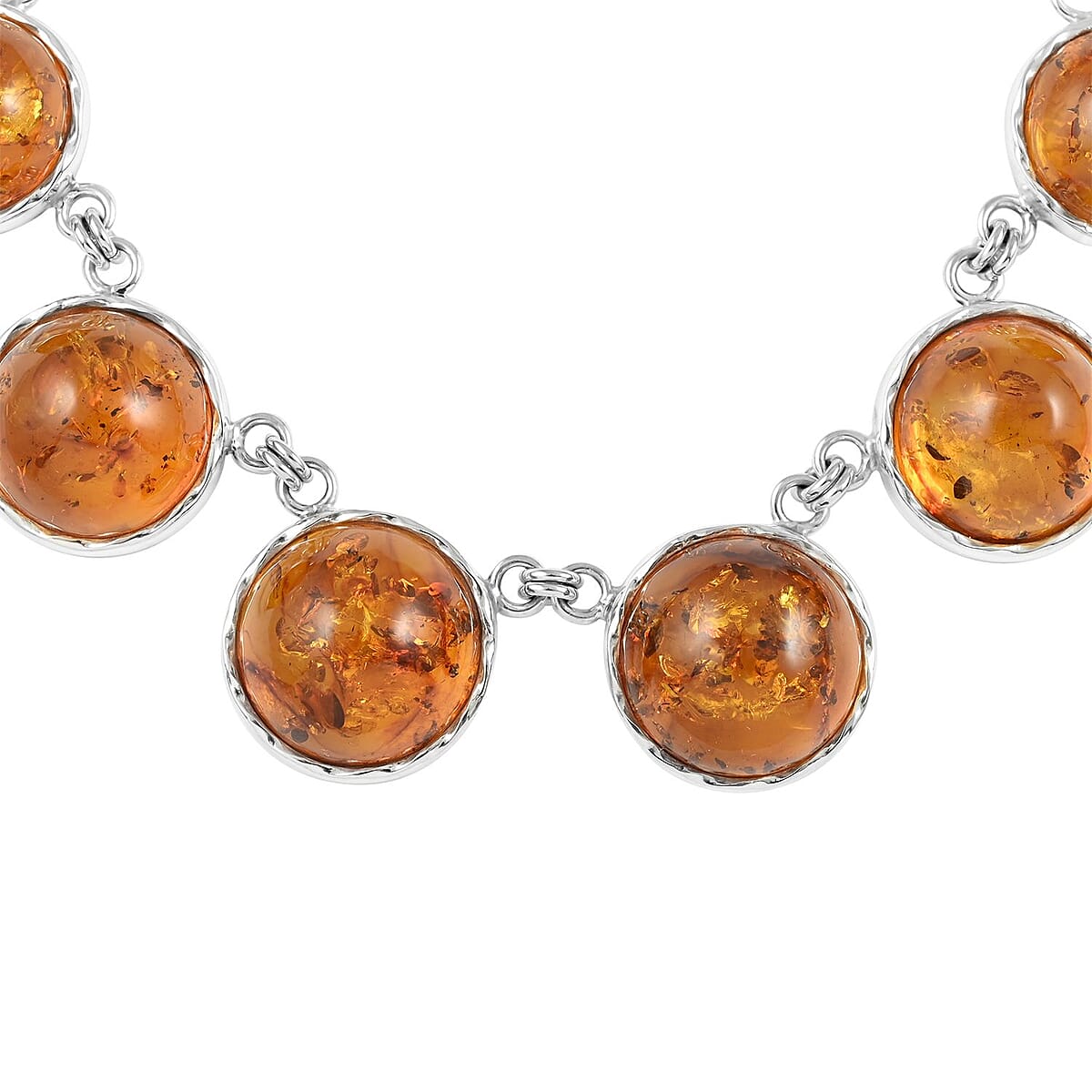 Baltic Amber Statement Necklace 20 Inches in Sterling Silver image number 2