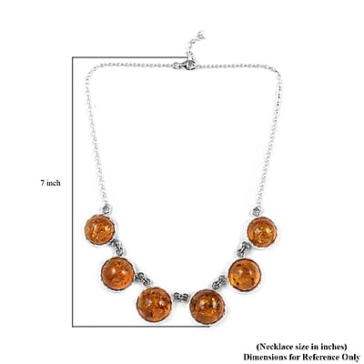 Baltic Amber Statement Necklace 20 Inches in Sterling Silver