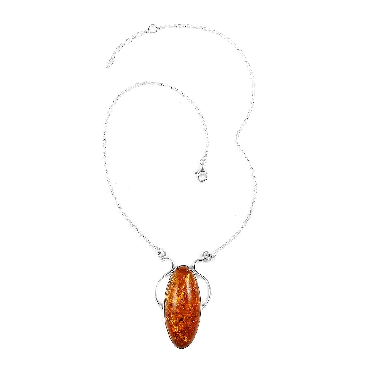 Baltic Amber Necklace 20 Inches in Sterling Silver image number 2