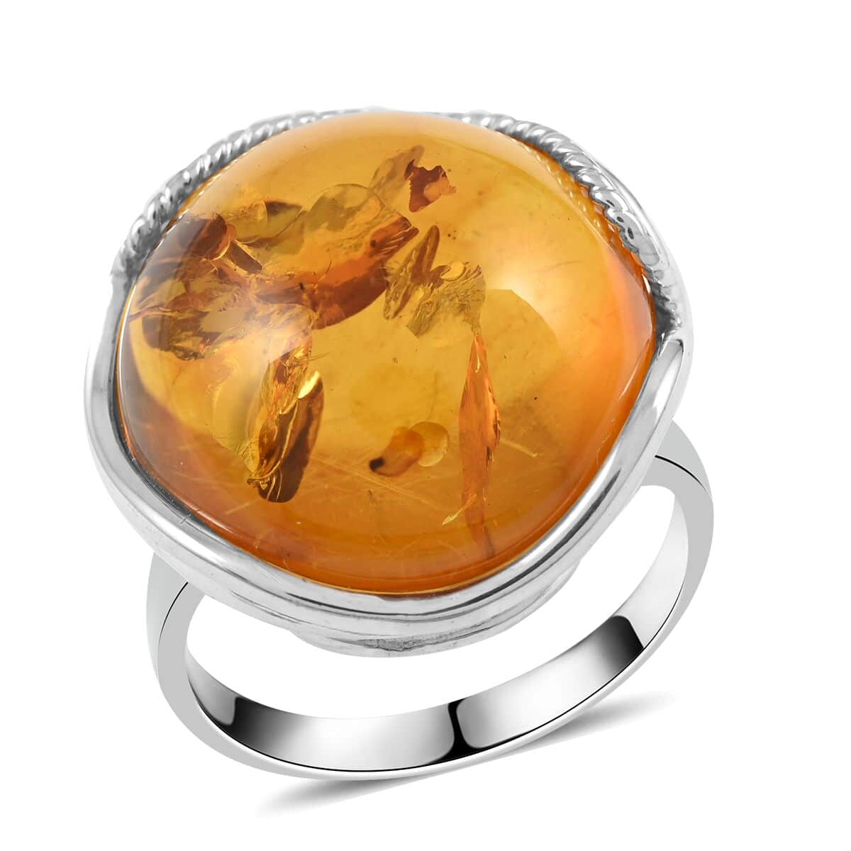 Baltic Amber Open Ring in Sterling Silver (Adjustable) image number 0