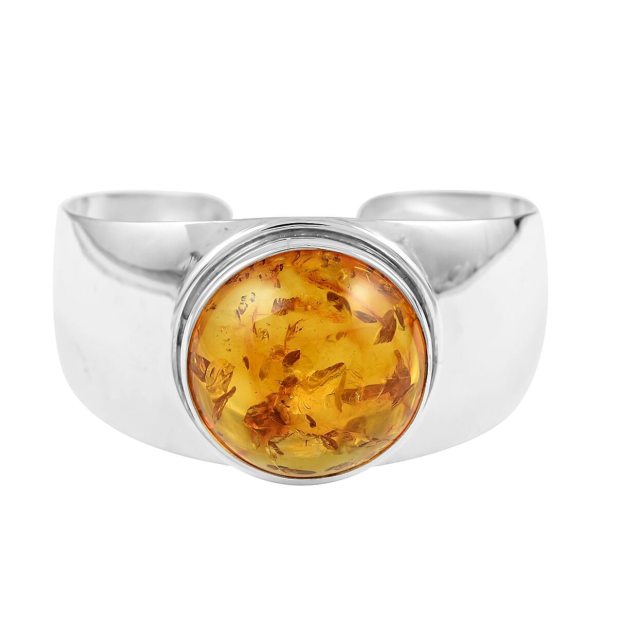 Baltic Amber Cuff Bracelet in Sterling Silver (Adjustable) image number 0