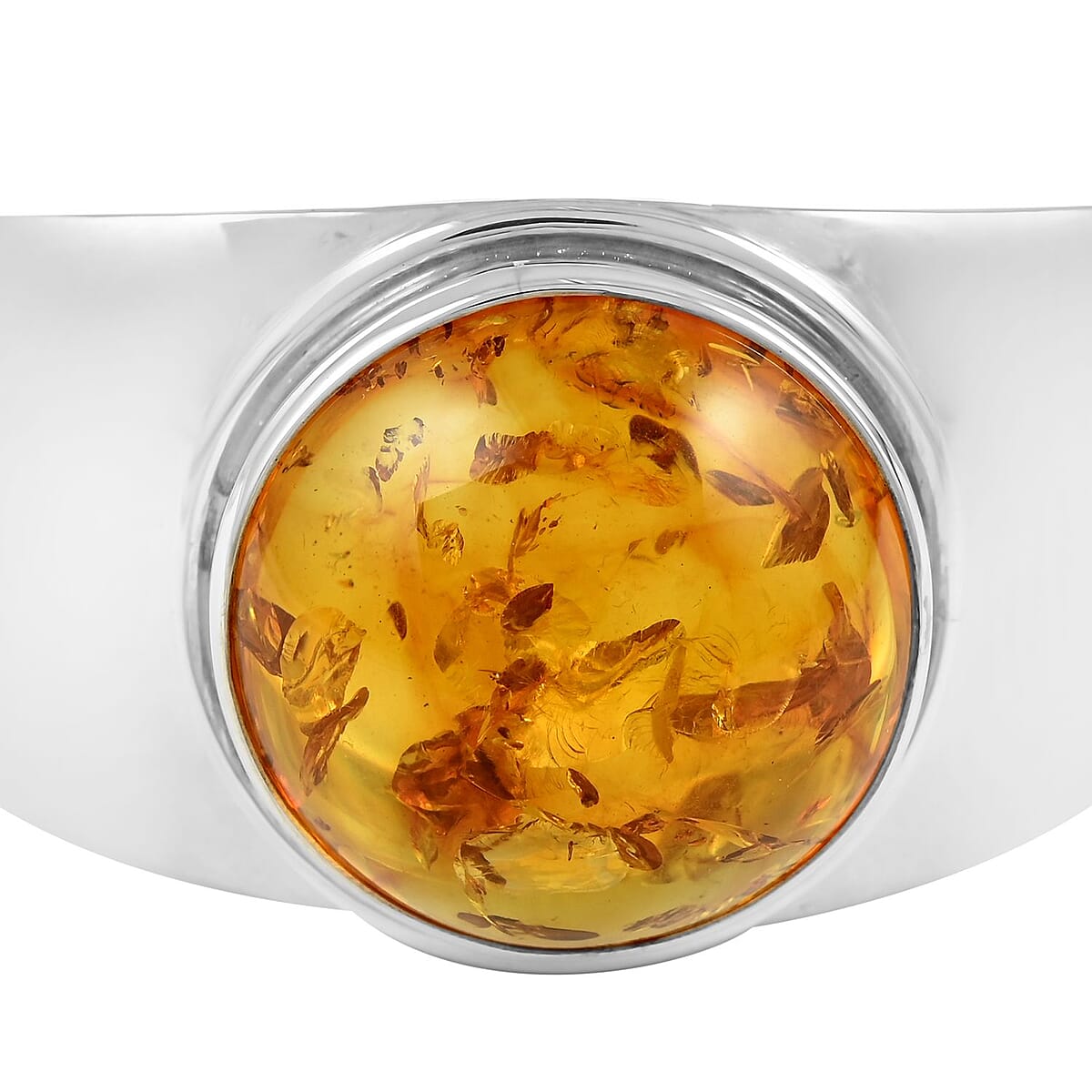 Baltic Amber Cuff Bracelet in Sterling Silver (Adjustable) image number 3
