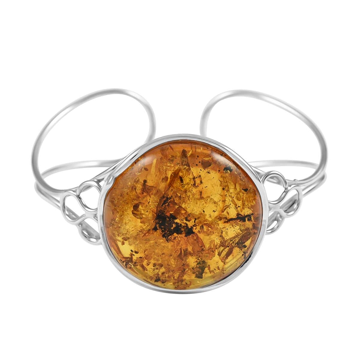 Baltic Amber Cuff Bracelet in Sterling Silver (Adjustable) image number 0