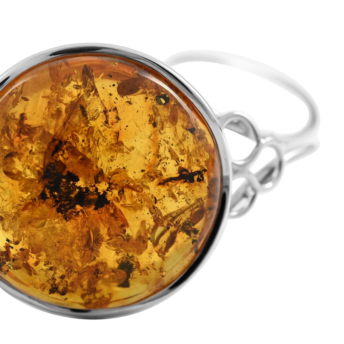 Baltic Amber Cuff Bracelet in Sterling Silver (Adjustable) image number 2