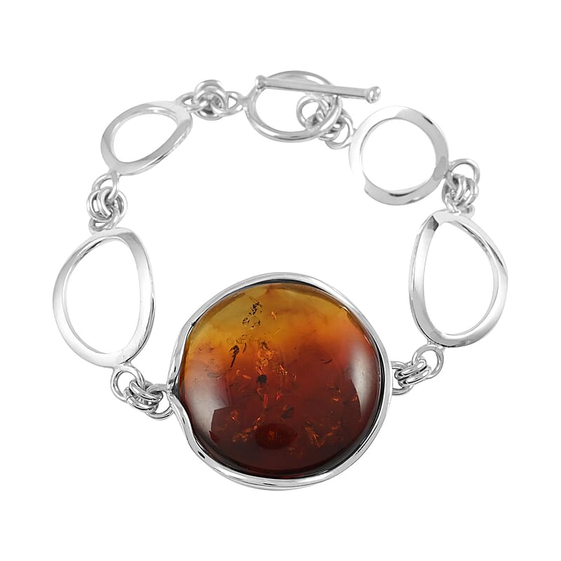 Baltic Amber Toggle Clasp Bracelet in Sterling Silver (7.00 In)