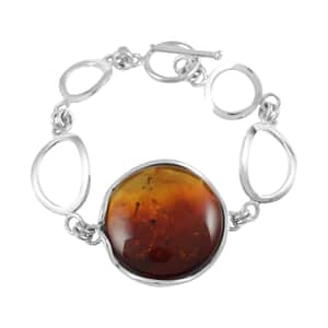 Baltic Amber Toggle Clasp Bracelet in Sterling Silver (7.00 In)
