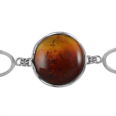Baltic Amber Toggle Clasp Bracelet in Sterling Silver (7.00 In)