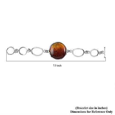 Baltic Amber Toggle Clasp Bracelet in Sterling Silver (7.00 In)