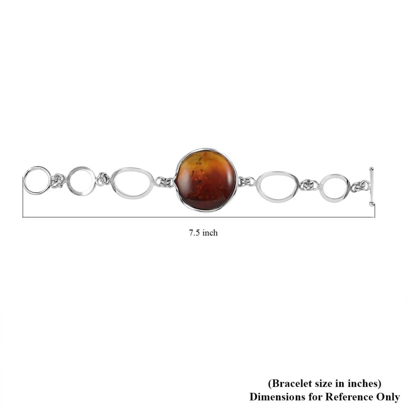 Baltic Amber Toggle Clasp Bracelet in Sterling Silver (7.00 In)