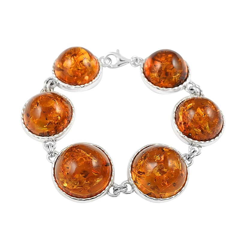 Baltic Amber Bracelet in Sterling Silver (7.50 In)