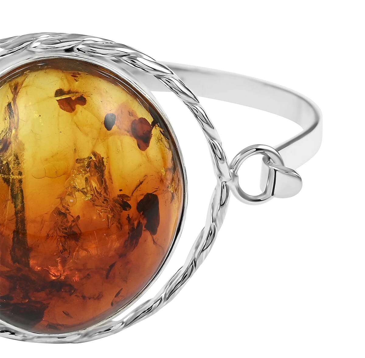 Baltic Amber Bangle Bracelet in Sterling Silver (7.00 In) image number 2