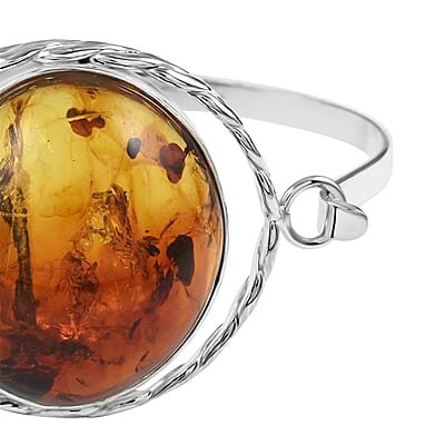 Baltic Amber Bangle Bracelet in Sterling Silver (7.00 In)