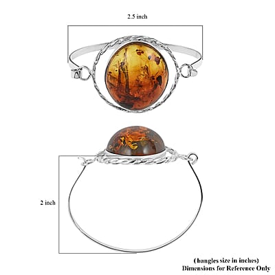 Baltic Amber Bangle Bracelet in Sterling Silver (7.00 In)