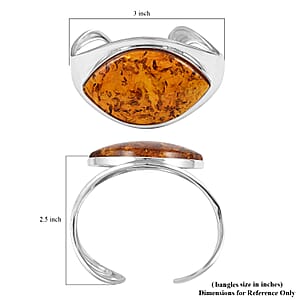 Baltic Amber Cuff Bracelet in Sterling Silver (Adjustable)