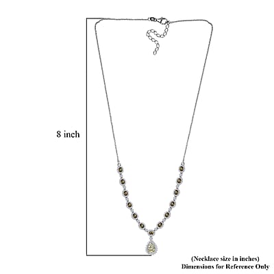 Ambanja Demantoid Garnet and White Zircon 5.75 ctw Necklace 18 Inches in Platinum Over Sterling Silver