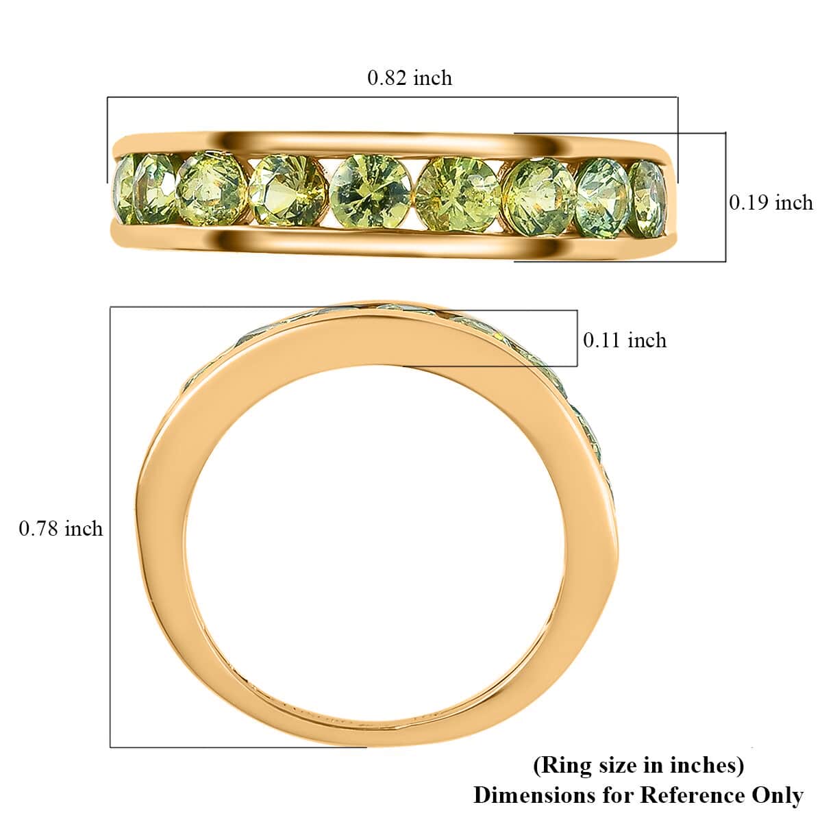 Luxoro 10K Yellow Gold Premium Ambanja Demantoid Garnet Half Eternity Band Ring (Size 5.0) 1.15 ctw image number 5