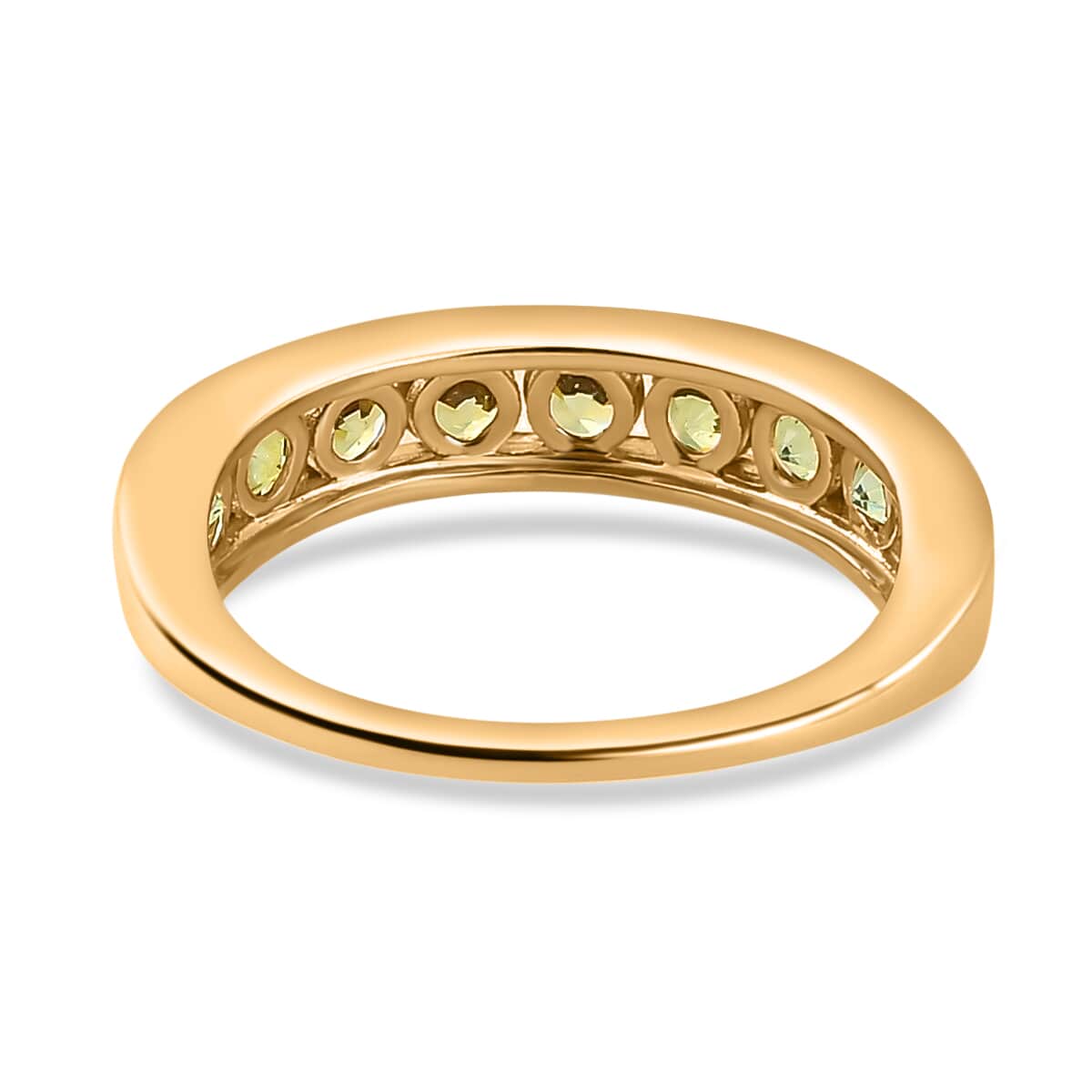 Luxoro 10K Yellow Gold Premium Ambanja Demantoid Garnet Half Eternity Band Ring (Size 7.0) 1.15 ctw image number 4