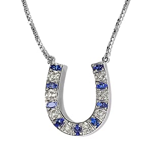 Premium Tanzanite and White Zircon 4.60 ctw Necklace in Rhodium Over Sterling Silver 19 Inches 