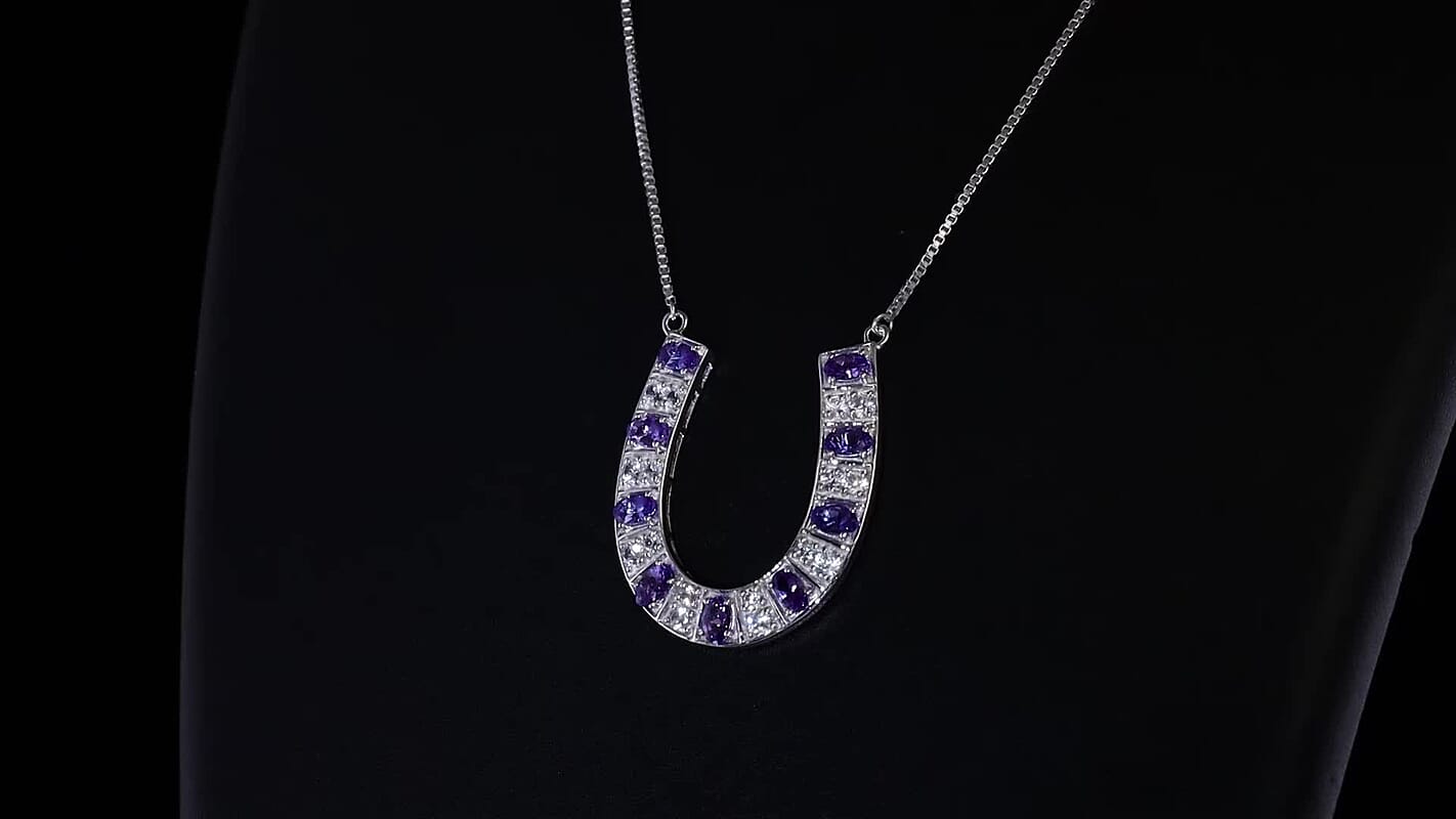 Premium Tanzanite and White Zircon 4.60 ctw Necklace in Rhodium Over Sterling Silver 19 Inches