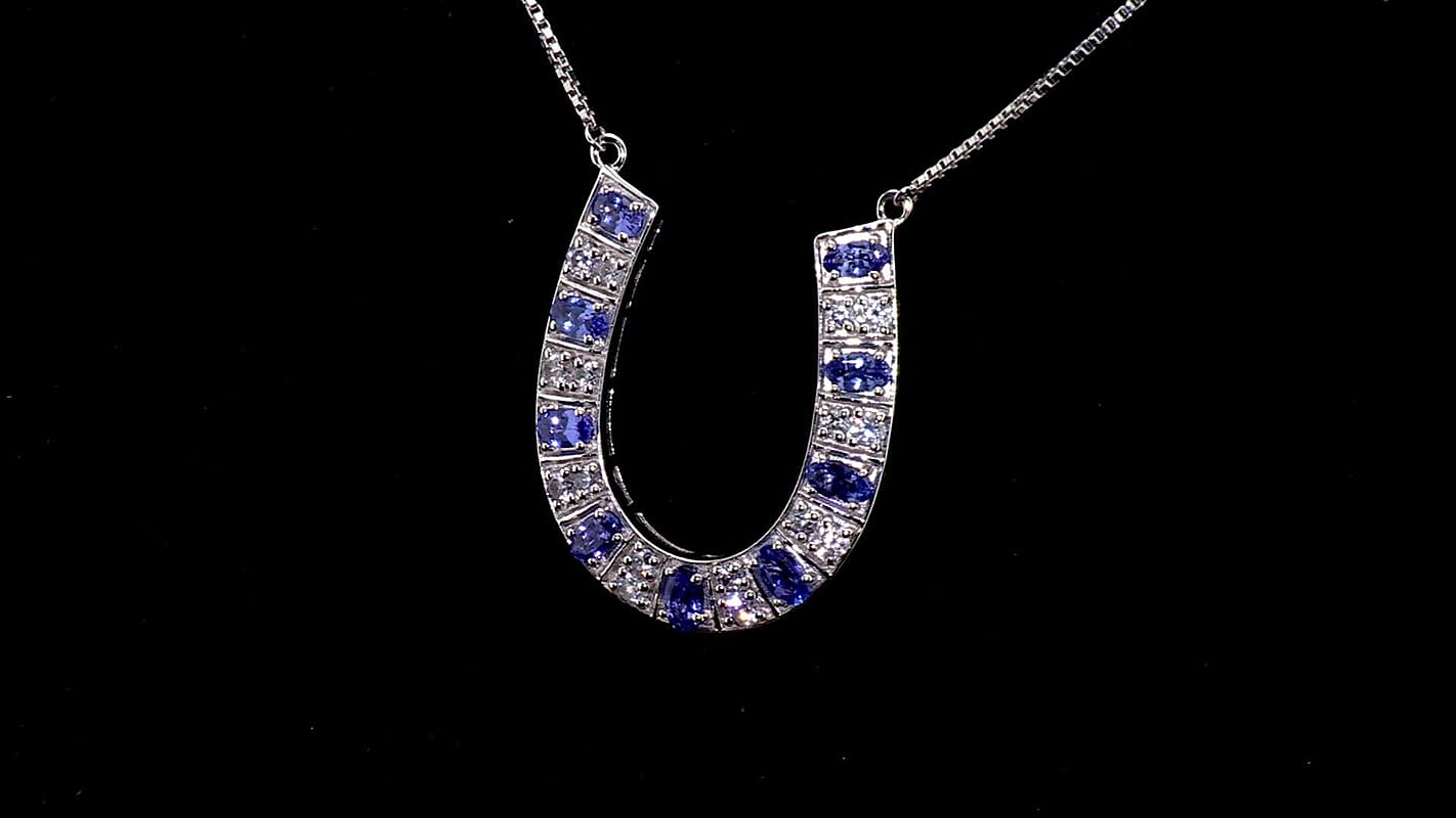 Premium Tanzanite and White Zircon 4.60 ctw Necklace in Rhodium Over Sterling Silver 19 Inches