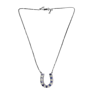 Premium Tanzanite and White Zircon 4.60 ctw Necklace in Rhodium Over Sterling Silver 19 Inches 