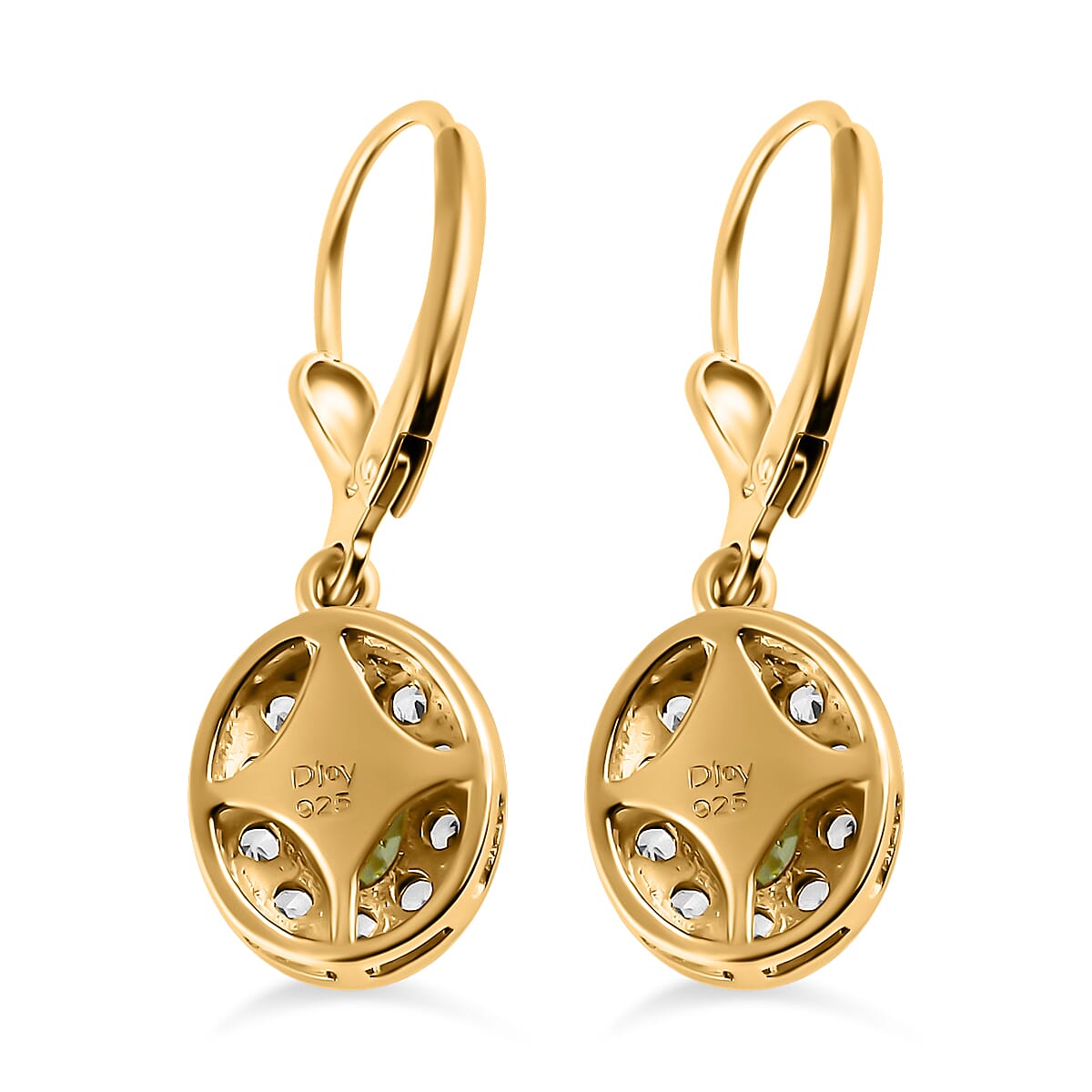 Ambanja Demantoid Garnet and White Zircon Lever Back Earrings in Vermeil Yellow Gold Over Sterling Silver 2.15 ctw image number 4