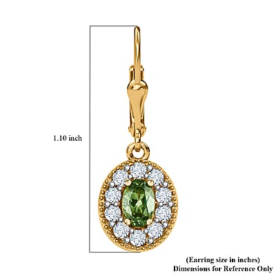 Ambanja Demantoid Garnet and White Zircon Lever Back Earrings in Vermeil Yellow Gold Over Sterling Silver 2.15 ctw