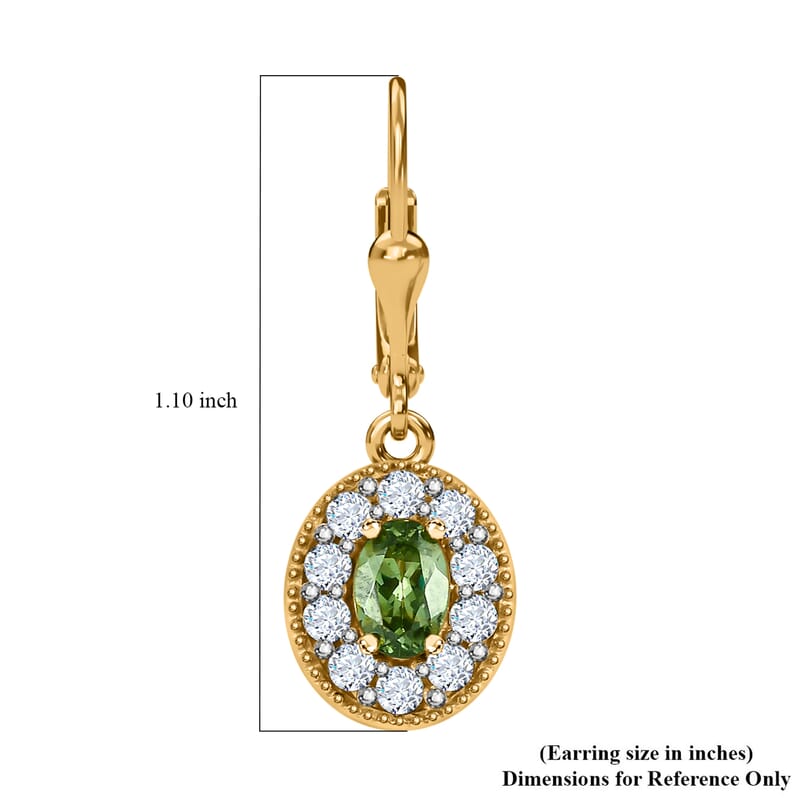 Ambanja Demantoid Garnet and White Zircon Lever Back Earrings in Vermeil Yellow Gold Over Sterling Silver 2.15 ctw
