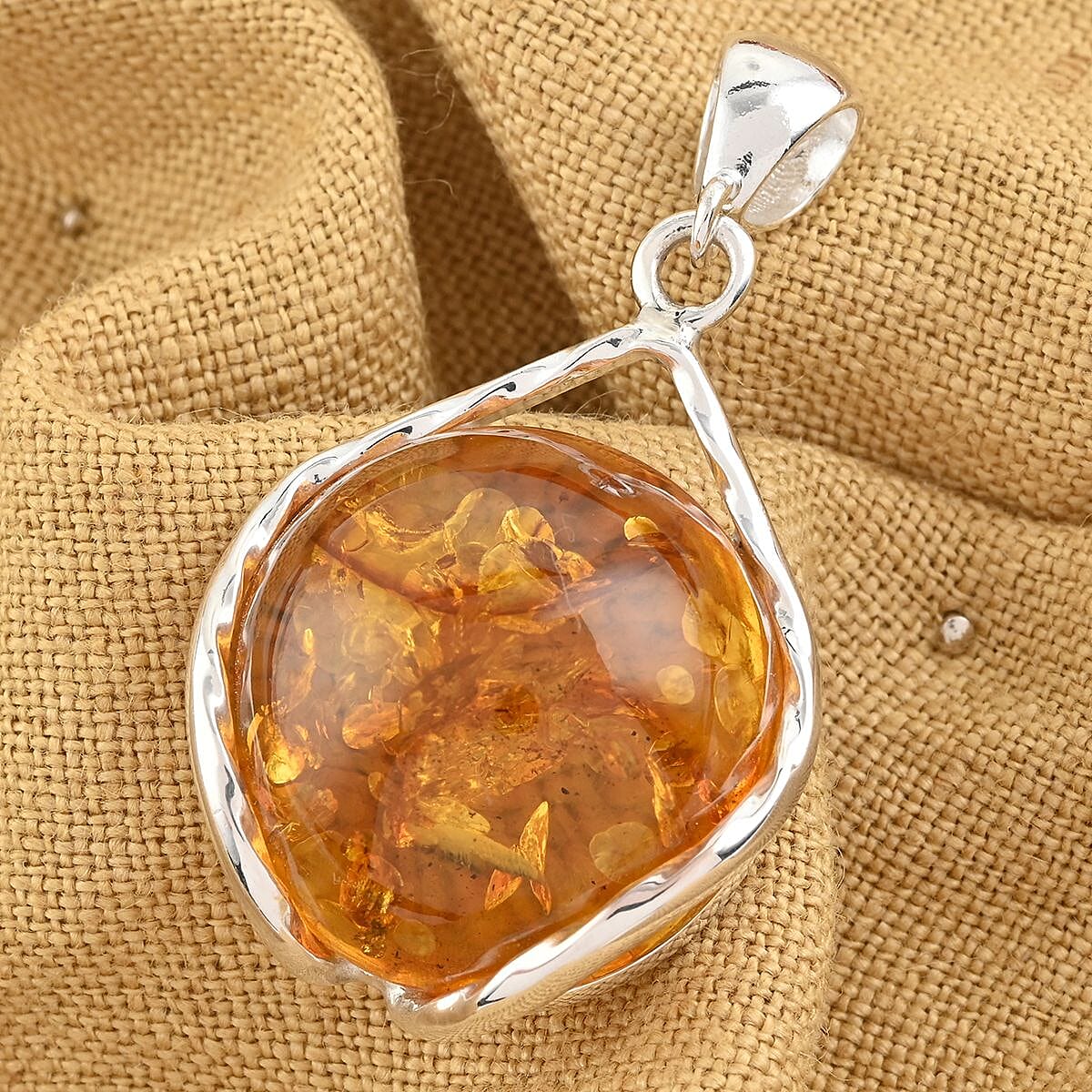 Baltic Amber Pendant in Sterling Silver image number 1