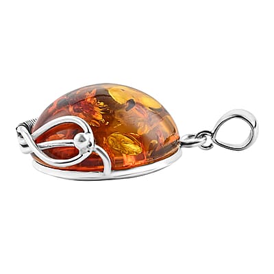 Natural Baltic Amber Pendant in Sterling Silver