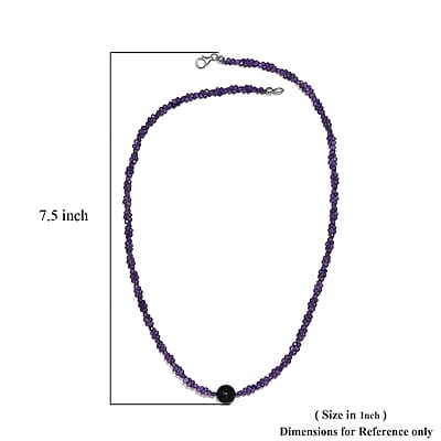 Blue Agate and Amethyst Beaded Necklace 20 Inches in Platinum Over Sterling Silver 53.20 ctw