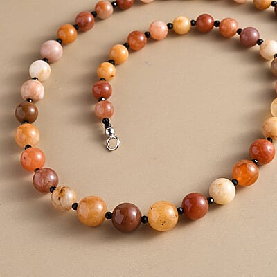 Honey Quartz and Thai Black Spinel 266.00 ctw Necklace 20 Inches in Platinum Over Sterling Silver