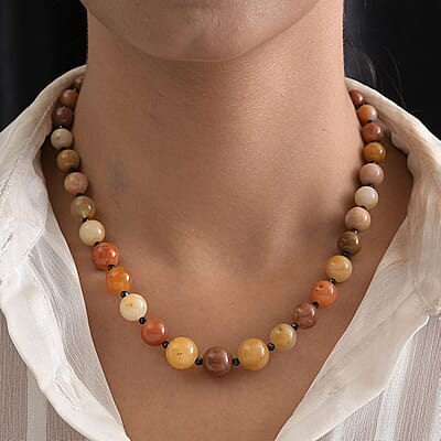 Honey Quartz and Thai Black Spinel 266.00 ctw Necklace 20 Inches in Platinum Over Sterling Silver