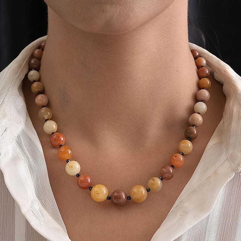 Honey Quartz and Thai Black Spinel 266.00 ctw Necklace 20 Inches in Platinum Over Sterling Silver