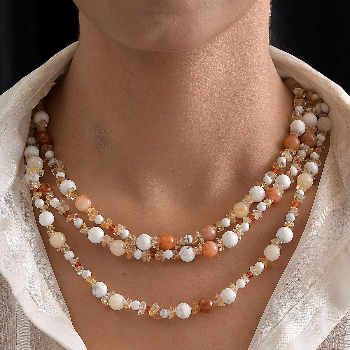 Multi Gemstone Necklace 18 Inches in Platinum Over Sterling Silver 375.90 ctw image number 2