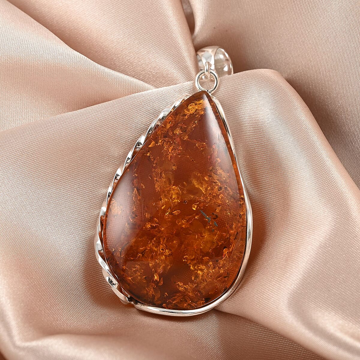 Baltic Amber Pendant in Sterling Silver image number 1